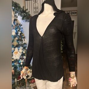 Black V-Neck Women's Top